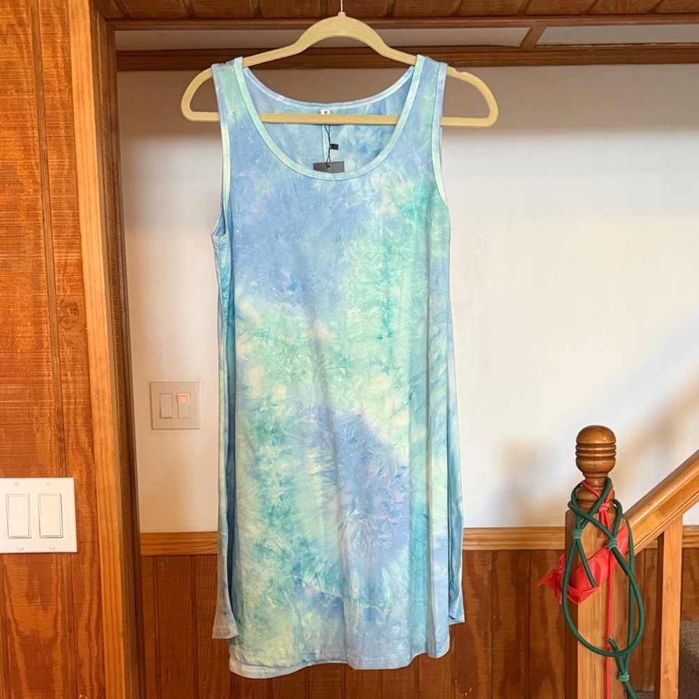 NWT Molerani Blue Green Tie-Dye Tank Dress
